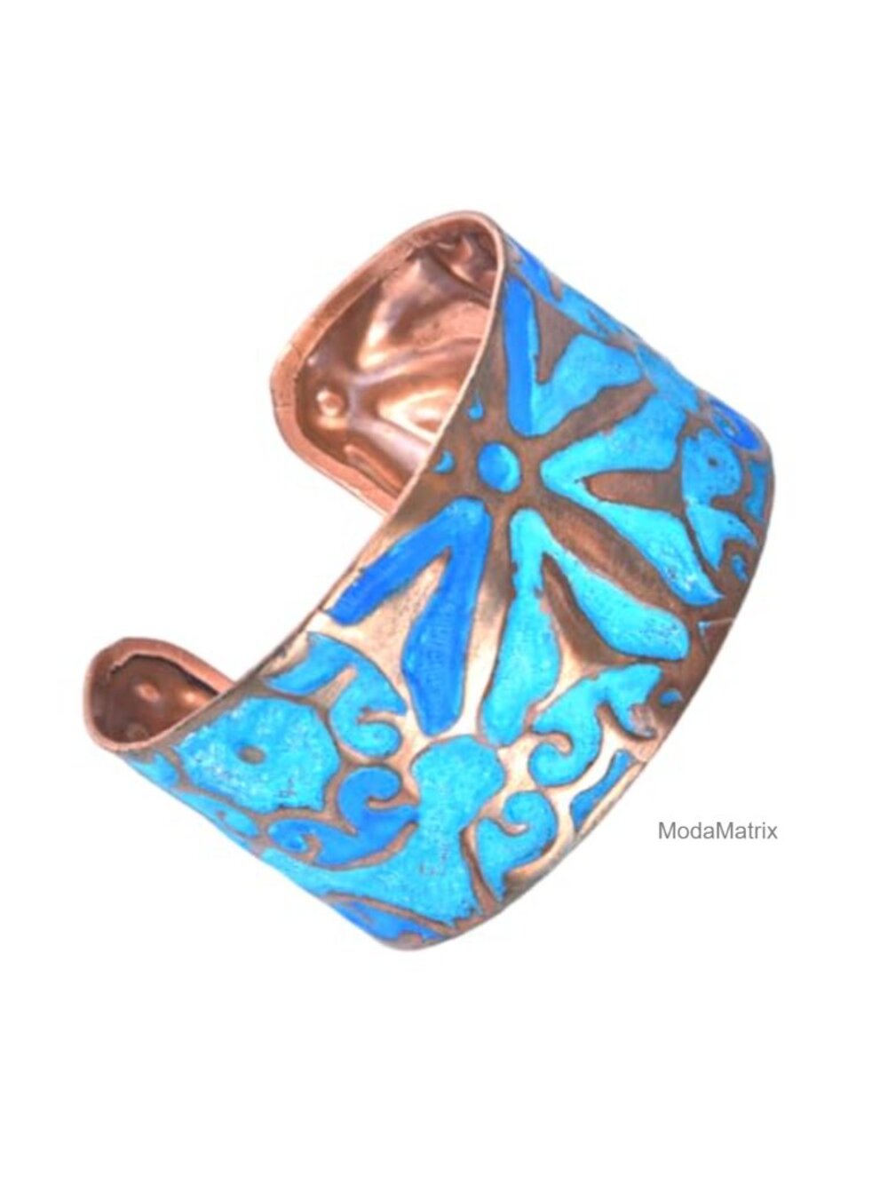 Turquoise Patina Copper Cuff Bracelet Boho Handmade Adjustable Wide Artisan